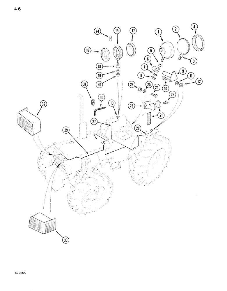 Схема запчастей Case IH 995 - (4-06) - LIGHTS AND HARNESS, CROWN TOP FENDERS (04) - ELECTRICAL SYSTEMS