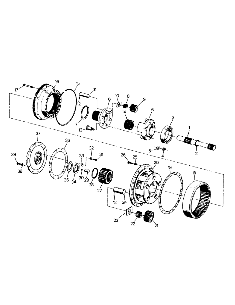 Схема запчастей Case IH CM360 - (04-55) - PLANETARY ASSEMBLY, K598.00/10, BSN 3961 4/23/84 ONLY (04) - Drive Train