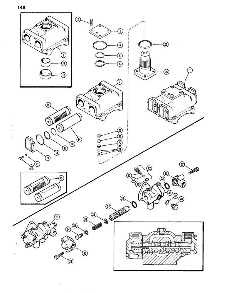 Схема запчастей Case IH 770 - (148) - A60208 STEERING ACTUATOR, USED PRIOR TO TRACTOR S/N 8693001 (05) - STEERING