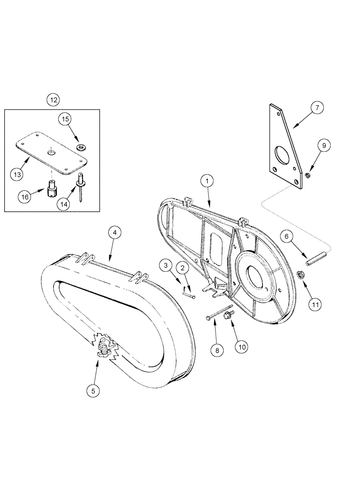 Схема запчастей Case IH 1020 - (09A-15) - REEL DRIVE SHIELD (09) - CHASSIS/ATTACHMENTS