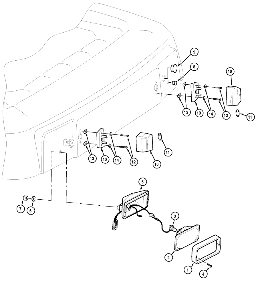 Схема запчастей Case IH CX50 - (04-21) - REAR LIGHTS - CAB ROOF (04) - ELECTRICAL SYSTEMS