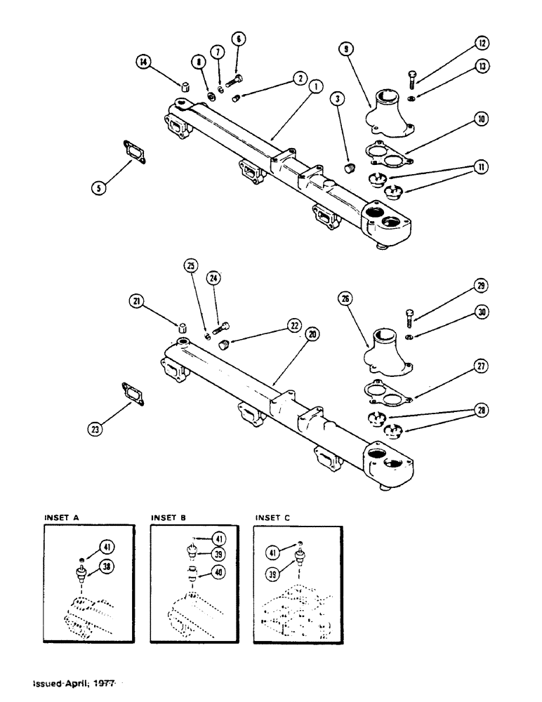 Схема запчастей Case IH 1175 - (008) - WATER MANIFOLD AND THERMOSTAT, (451BDT) DIESEL ENGINE (02) - ENGINE