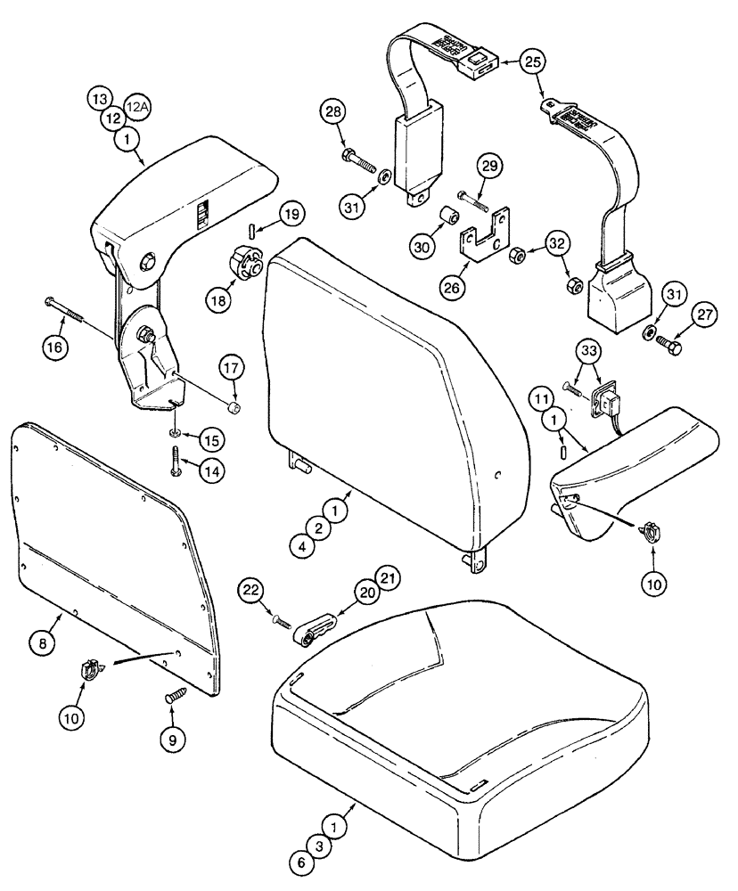 Схема запчастей Case IH 7220 - (9-074) - DELUXE AIR SUSPENSION SEAT - CUSHION, ARM REST & SEAT BELT, PRIOR TO TRACTOR S/N JJA0061559 (09) - CHASSIS/ATTACHMENTS