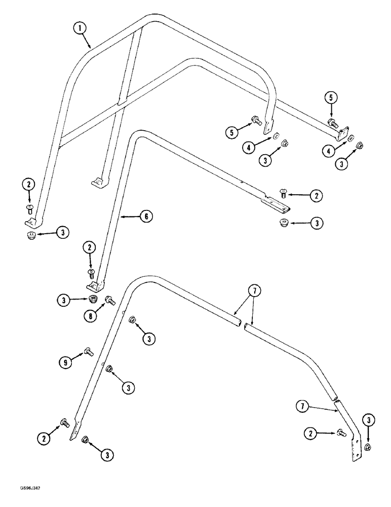 Схема запчастей Case IH 1660 - (9H-12) - SERVICE DECK HAND RAILS (12) - CHASSIS