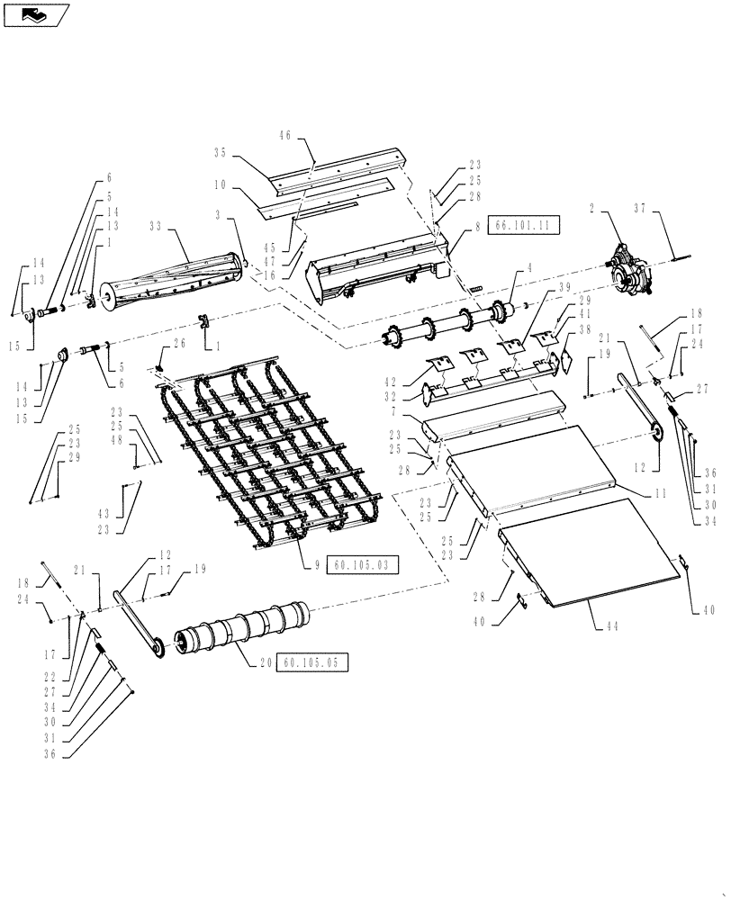 Схема запчастей Case IH 7230 - (60.110.06[02]) - FEEDER FLOOR AND CHAINS - WITH ROCK TRAP (60) - PRODUCT FEEDING