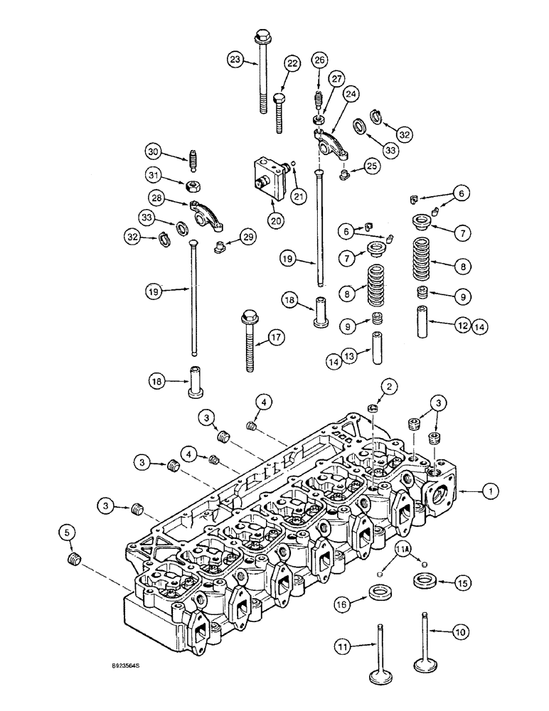 Схема запчастей Case IH 1644 - (2-30) - CYLINDER HEAD AND VALVE MECHANISM, 6TA-590 ENGINE (01) - ENGINE