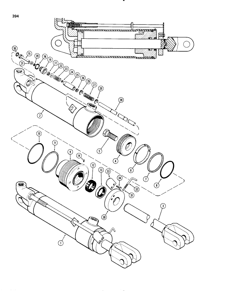 Схема запчастей Case IH 1270 - (394) - REMOTE HYDRAULIC CYLINDER, 3-1/4 INCH X 8 INCH CYLINDER (08) - HYDRAULICS