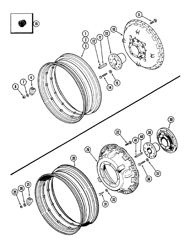 Схема запчастей Case IH 2096 - (6-210) - REAR WHEELS, WITH 38 INCH (965 MM) AND 42 INCH (1067 MM) RIMS USED WITH 3-7/8 INCH (89 MM) DIA. AXLE (06) - POWER TRAIN