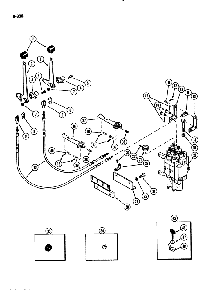 Схема запчастей Case IH 2294 - (8-338) - REMOTE HYDRAULICS, CONTROL LINKAGE, 2 CIRCUIT SYSTEM (08) - HYDRAULICS