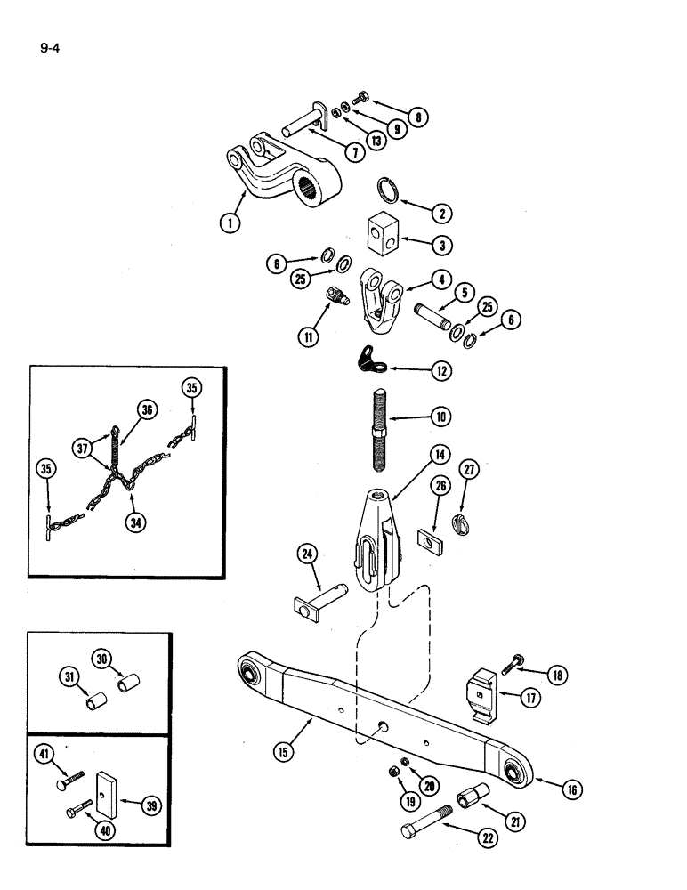 Схема запчастей Case IH 3394 - (9-004) - THREE POINT HITCH, LOWER LIFT LINKS AND DRAFT ARMS (09) - CHASSIS/ATTACHMENTS