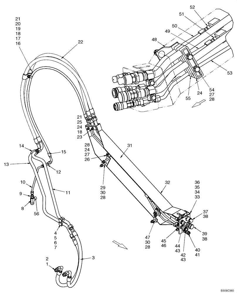 Схема запчастей Case IH 450 - (08-06) - HYDRAULICS - AUXILIARY (WITH HIGH FLOW) (08) - HYDRAULICS