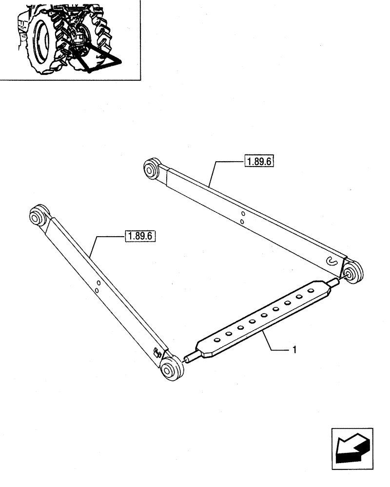 Схема запчастей Case IH JX85 - (1.89.6/01) - (VAR.899) IMPLEMENT ATTACHMENT DEVICE - LIFT ARMS AND SPRAG (09) - IMPLEMENT LIFT