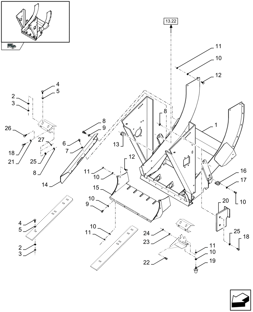 Схема запчастей Case IH LBX332P - (13.21[01]) - FEED CHAMBER (13) - FEEDER