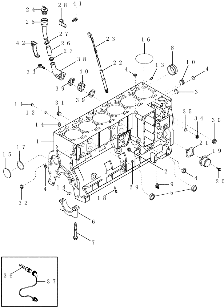 Схема запчастей Case IH CPX620 - (02-31) - ENGINE CYLINDER BLOCK - BSN Y6T011701 (01) - ENGINE