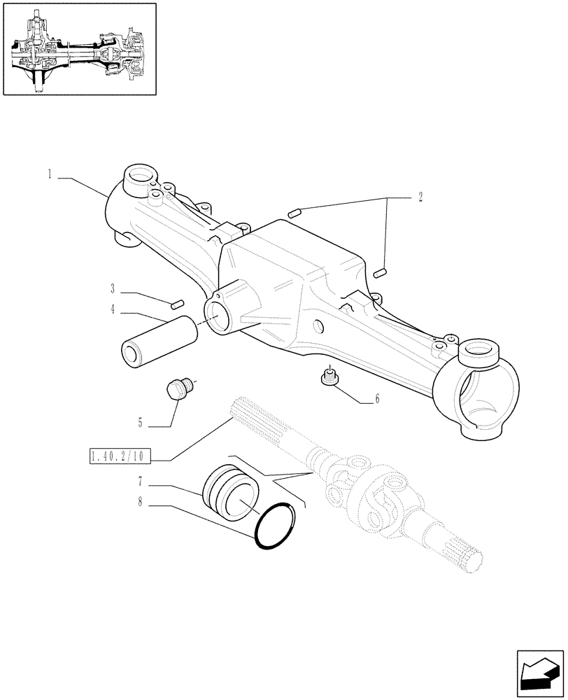 Схема запчастей Case IH MAXXUM 130 - (1.40. 2/01) - 4WD (CL.3) FRONT AXLE WITH WET CLUTCH, "TERRALOCK" - BOX (04) - FRONT AXLE & STEERING