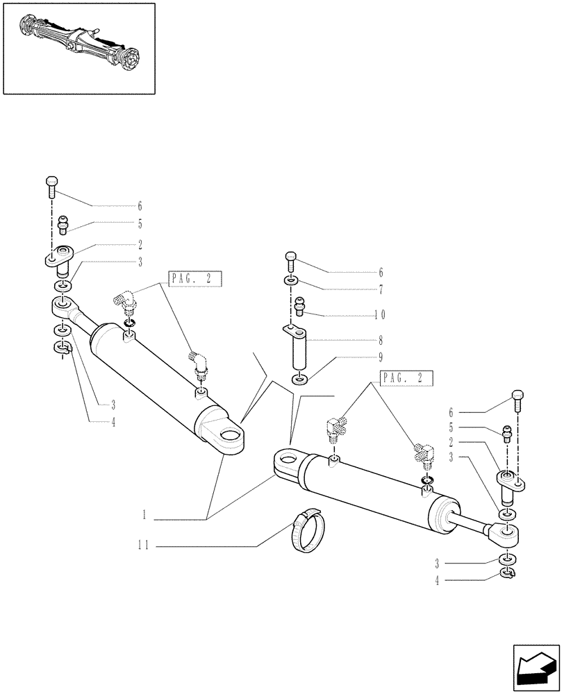 Схема запчастей Case IH MAXXUM 140 - (1.40. 8/12[01]) - (CL.4) SUSPENDED FRONT AXLE W/MULTI-PLATE DIFF. LOCK AND ST. SENSOR - CYLINDERS (VAR.330429) (04) - FRONT AXLE & STEERING