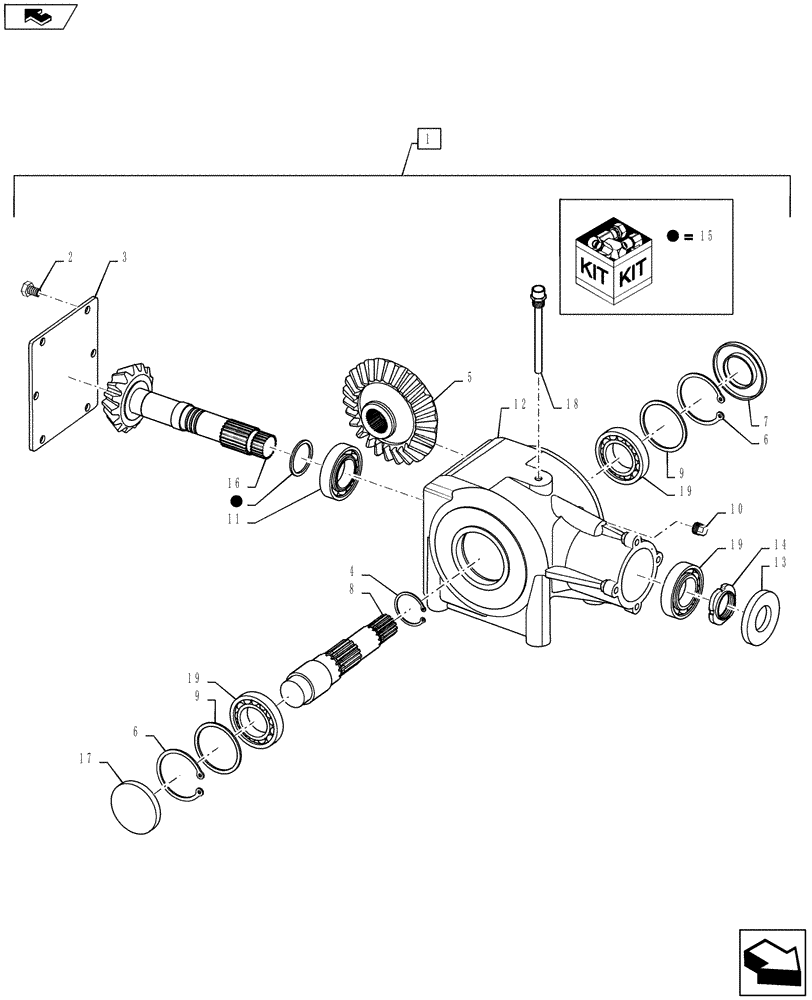 Схема запчастей Case IH RB564 - (03.25) - GEARBOX, 1000 RPM (03) - MAIN GEARBOX