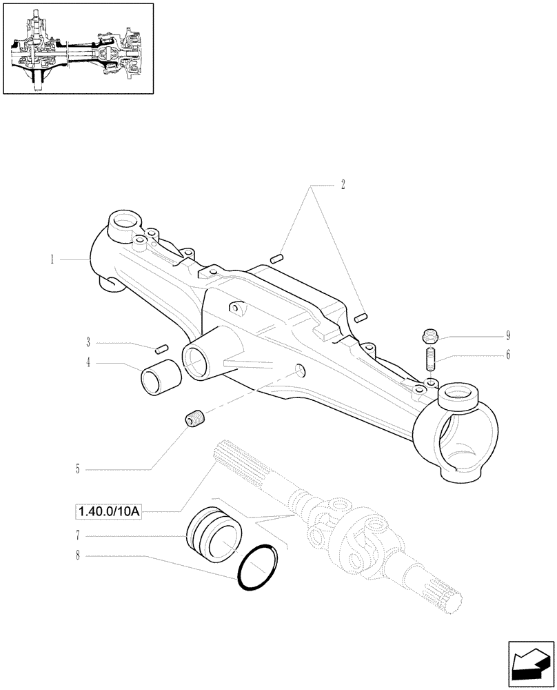 Схема запчастей Case IH MXU115 - (1.40.0/01[02]) - 4WD CL.3 FRONT AXLE - BOX (04) - FRONT AXLE & STEERING