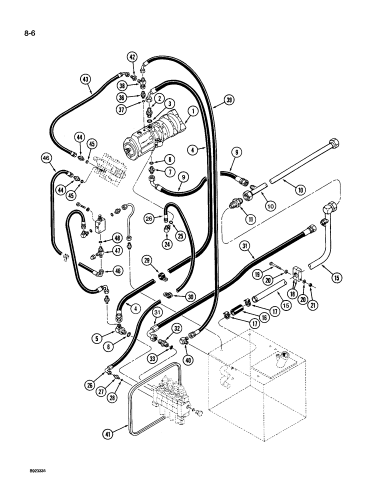 Схема запчастей Case IH 9260 - (8-006) - HYDRAULIC SYSTEM, PUMP TO CONTROL VALVE, P.I.N. JCB0028400 AND AFTER (08) - HYDRAULICS