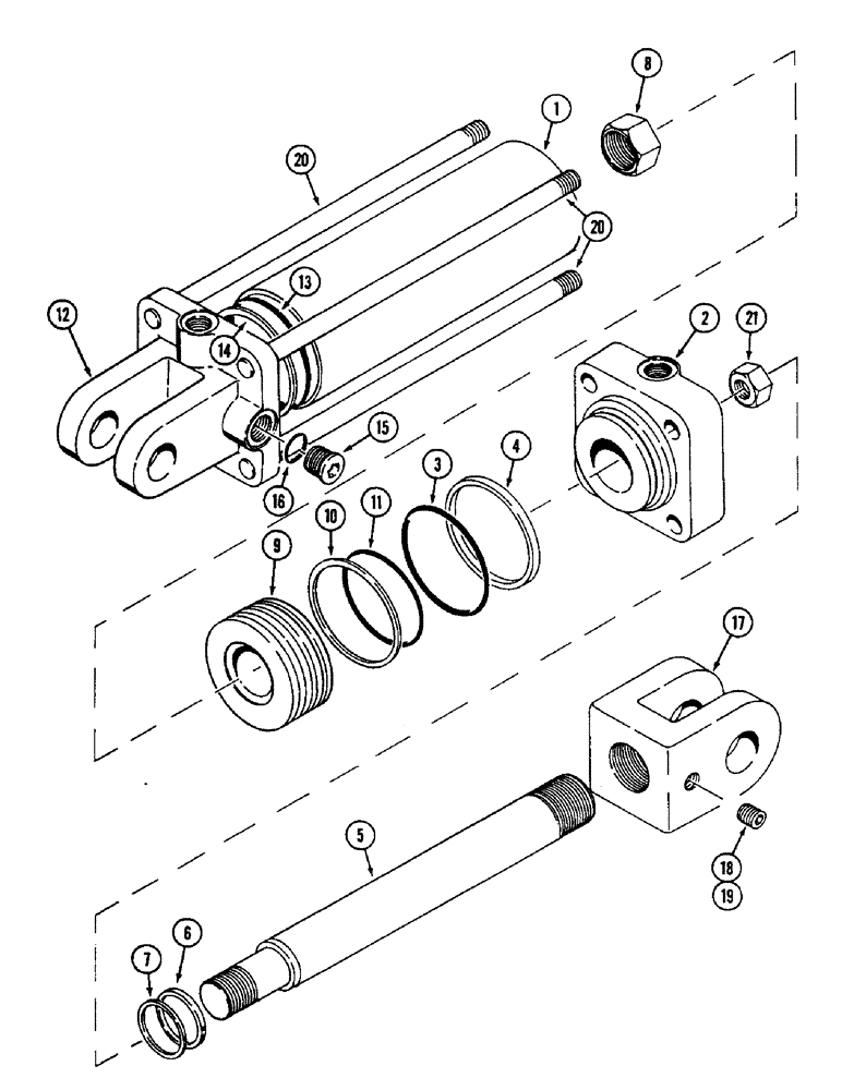 Схема запчастей Case IH 4500 - (8-066) - HYDRAULIC CYLINDER, WITH DUAL FRONT PORTS, 3-1/2 ID X 8 INCH STROKE, VICTOR (08) - HYDRAULICS