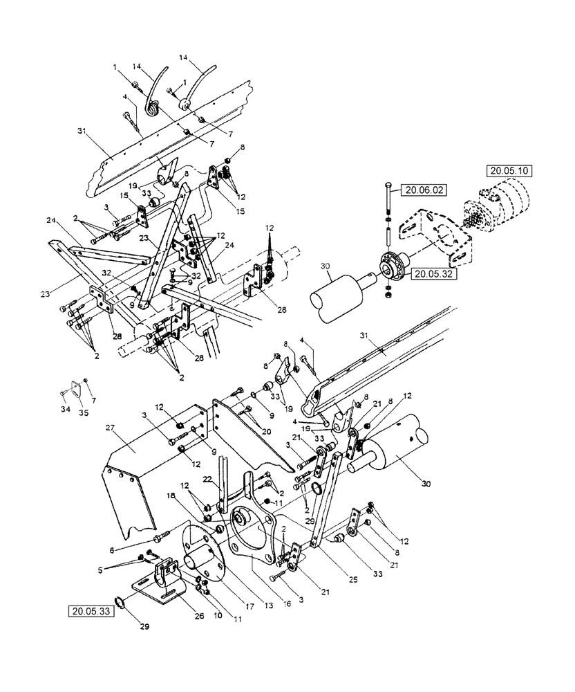 Схема запчастей Case IH DH252 - (20.05.31[1]) - UII REEL (13) - REEL