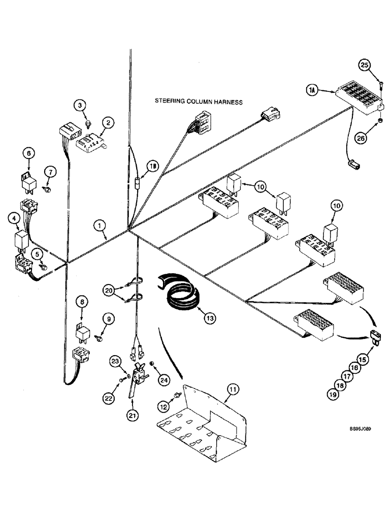 Схема запчастей Case IH 2188 - (4-21E) - CAB HARNESS, TO PEDESTAL, RELAY AND FUSE BLOCK, COMBINE P.I.N. JJC0191483 AND AFTER (06) - ELECTRICAL