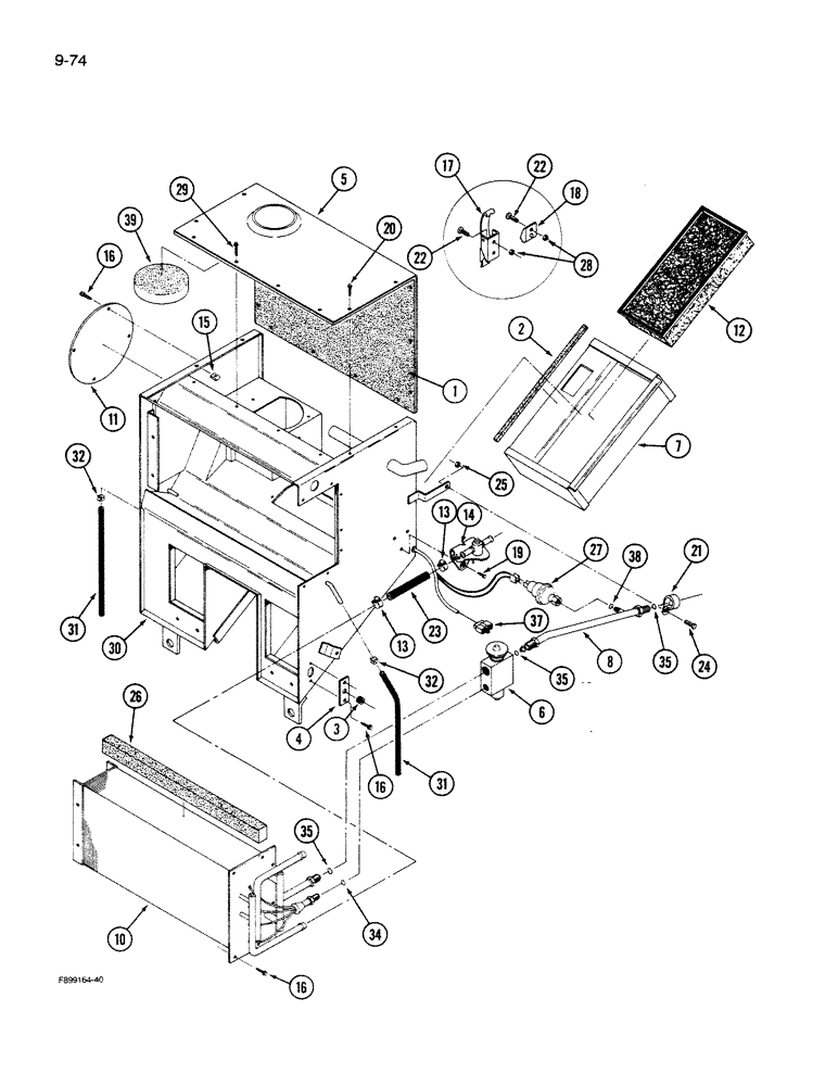 Схема запчастей Case IH 9270 - (9-74) - AIR CONDITIONER AND HEATER MODULE, EXTERNAL COMPONENTS, CAB (09) - CHASSIS/ATTACHMENTS