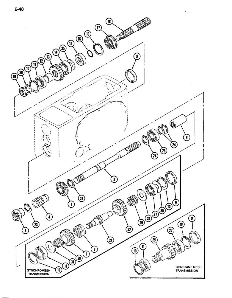 Схема запчастей Case IH 255 - (6-48) - PTO GEARS AND SHAFTS (06) - POWER TRAIN