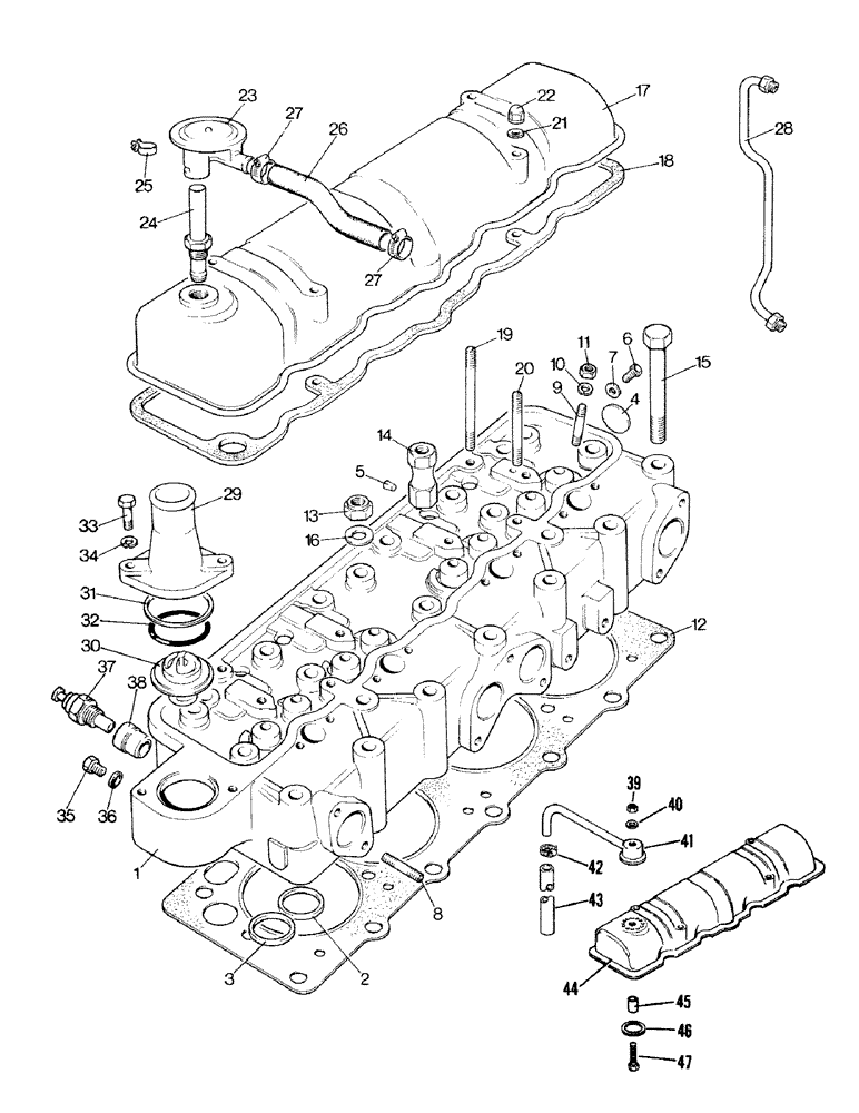 Схема запчастей Case IH 1490 - (A05-1) - CYLINDER HEAD (01) - ENGINE