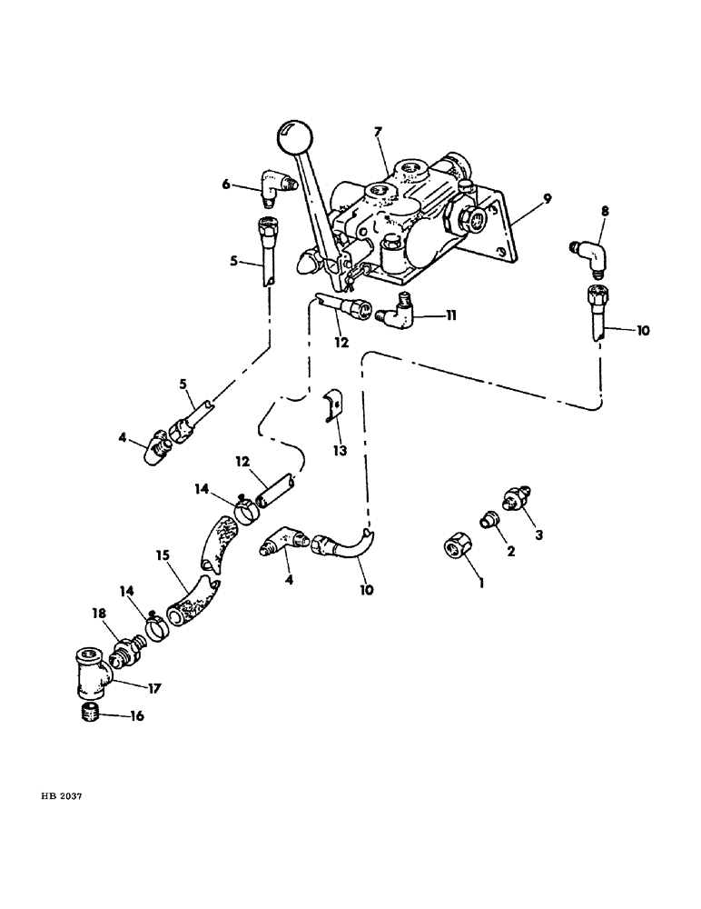 Схема запчастей Case IH 1501 - (A-14) - HYDR SYSTEM, TRACTOR TO VALVE HYDR, MODEL B275 & B414 1964 TO 1965 