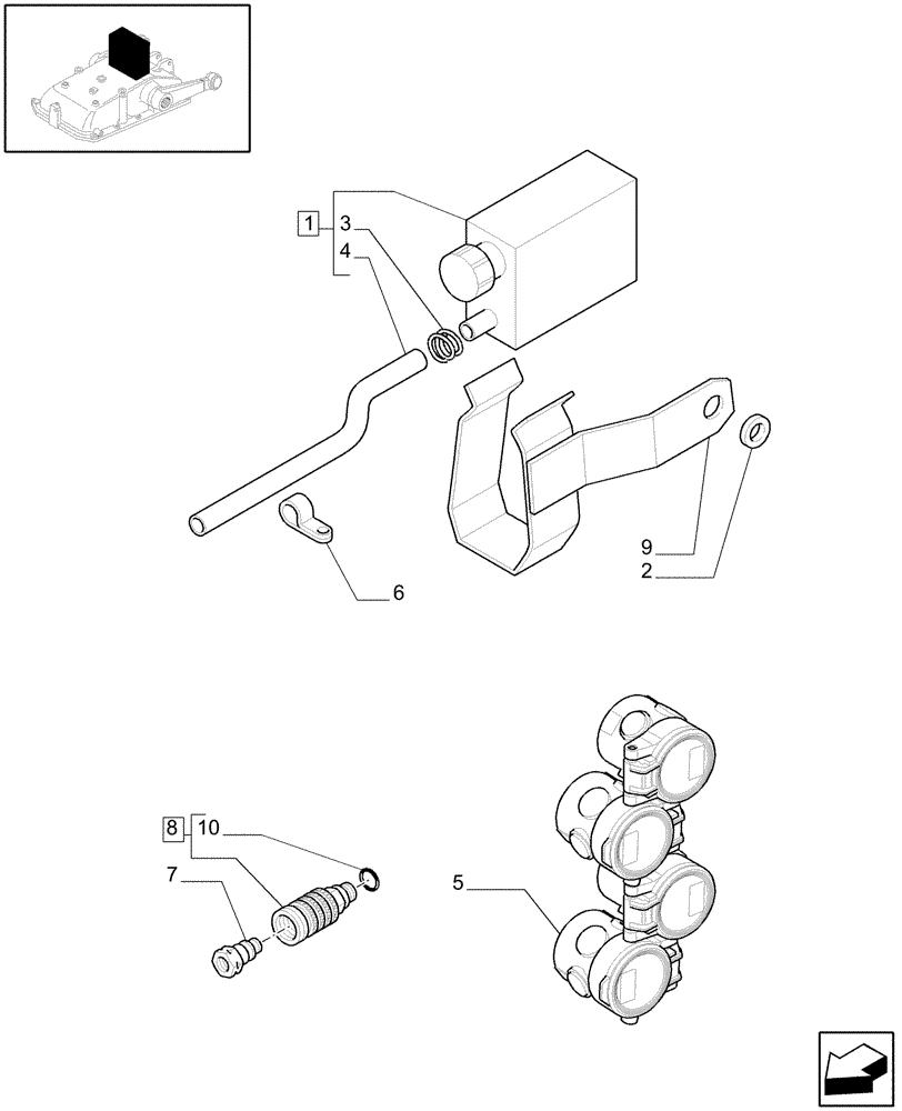 Схема запчастей Case IH JX1075C - (1.82.7/16) - (VAR.546) 8 DELUXE FAST CONNECTORS AND OIL COLLECTION SYSTEM FOR 4 CONTROL VALVES (07) - HYDRAULIC SYSTEM