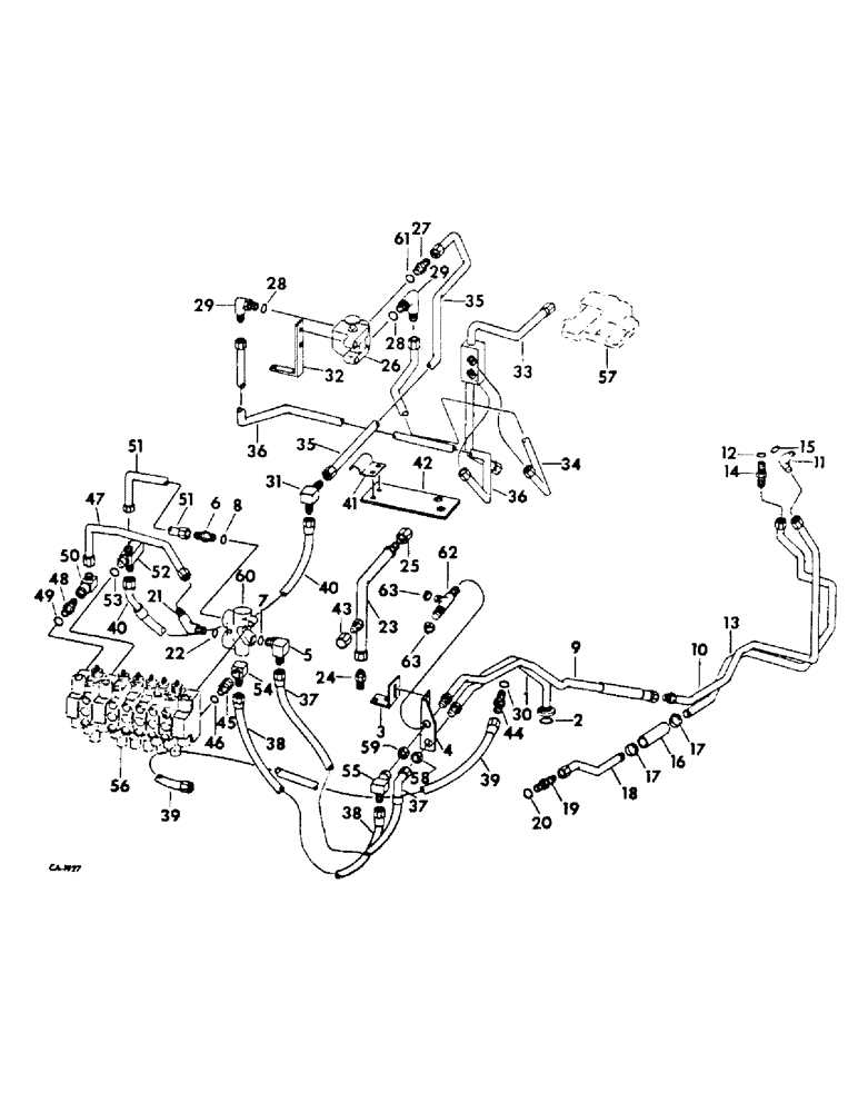 Схема запчастей Case IH 2400 - (10-42) - HYDRAULICS, HYDRAULIC POWER SUPPLY, 2400 SERIES A TRACTORS WITH CAST REAR FRAME COVERS AND BACKHOE (07) - HYDRAULICS