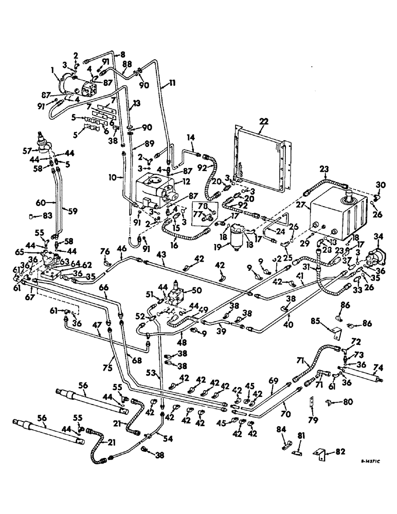 Схема запчастей Case IH 403 - (163) - HYDRAULIC DIAGRAM, FOR HYDROSTATIC GROUND DRIVE (35) - HYDRAULIC SYSTEMS