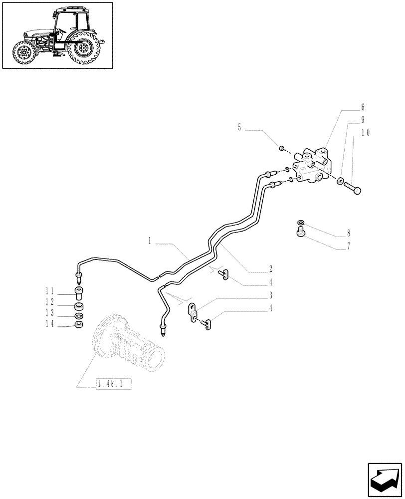 Схема запчастей Case IH JX1095C - (1.68.5) - BRAKE PIPING (05) - REAR AXLE