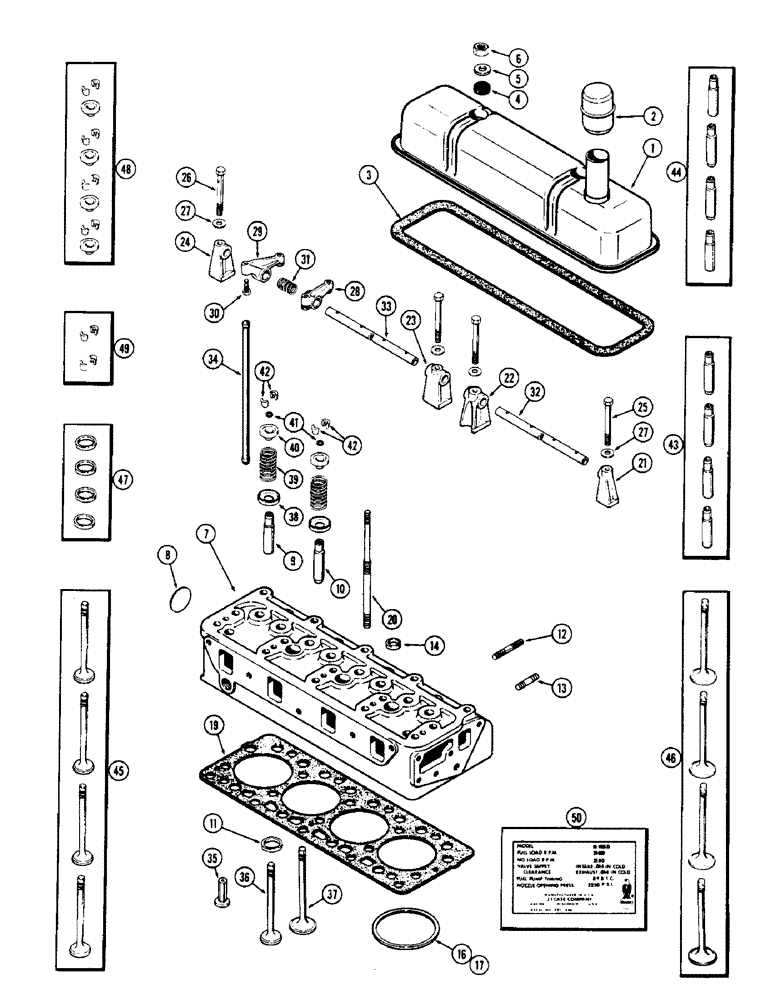 Схема запчастей Case IH 1150 - (128) - CYLINDER HEAD ASSEMBLY, 188 DIESEL ENGINE, FIRST USED ENGINE SERIAL NUMBER 2627377 (10) - ENGINE