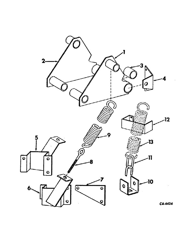 Схема запчастей Case IH 241 - (A-44) - DUAL SPRING ATTACHMENT (62) - PRESSING - BALE FORMATION