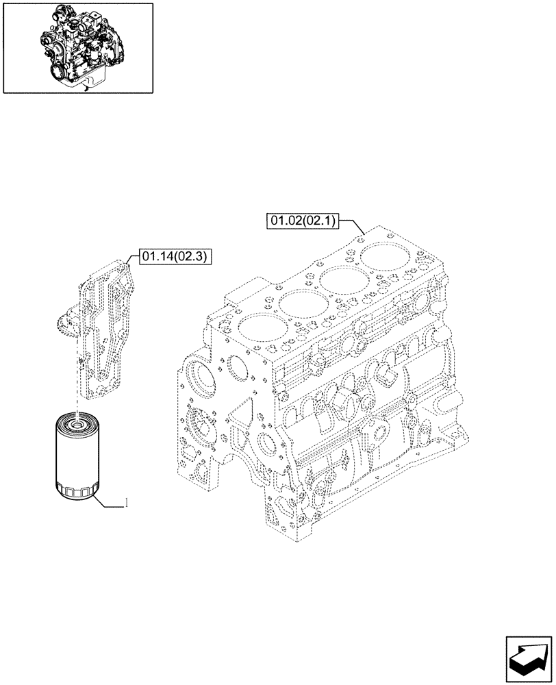 Схема запчастей Case IH WDX1202S - (01.14[02.1]) - OIL FILTERS - ENGINE (01) - ENGINE