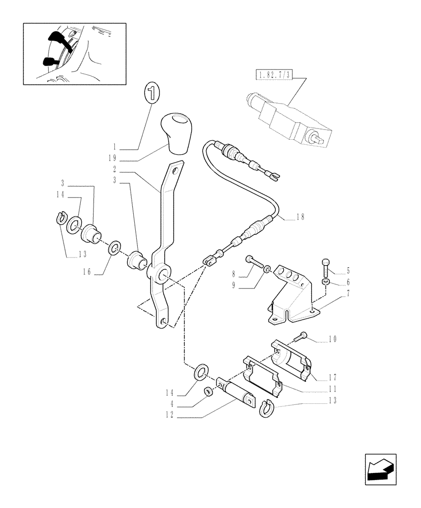 Схема запчастей Case IH JX1075C - (1.92.82/02) - (VAR.026) 1 REMOTE VALVE FOR MID-MOUNT AND EDC - LEVER AND KNOB (10) - OPERATORS PLATFORM/CAB