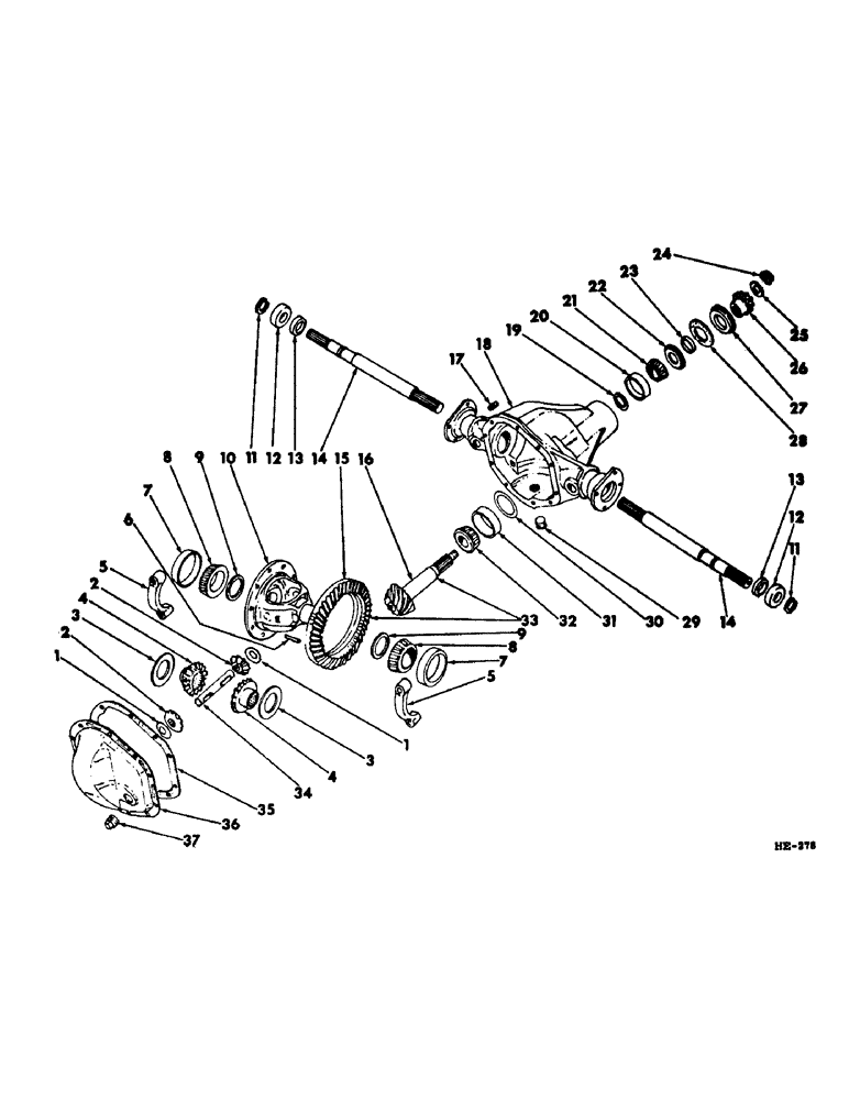 Схема запчастей Case IH 375 - (B-20) - POWER TRAIN, HYDROSTATIC DIFFERENTIAL (03) - POWER TRAIN