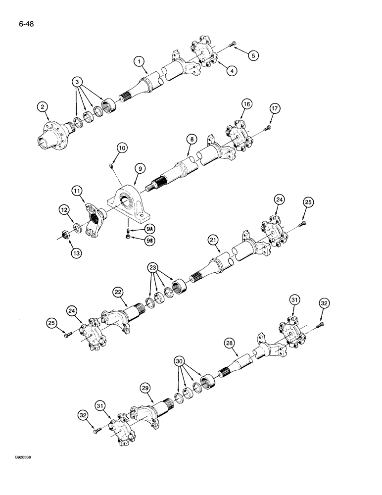 Схема запчастей Case IH 9210 - (6-048) - DRIVE SHAFT ASSEMBLIES (06) - POWER TRAIN