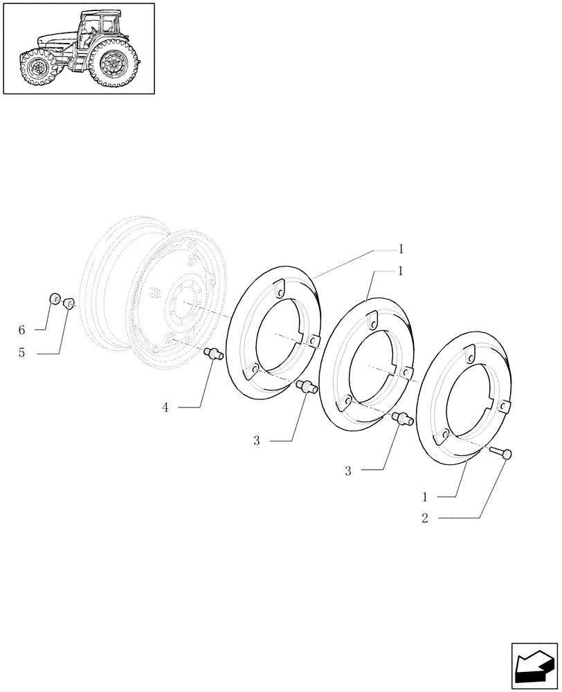 Схема запчастей Case IH JX1090U - (1.48.2[01]) - (VAR. 470-471) REAR BALLAST (05) - REAR AXLE