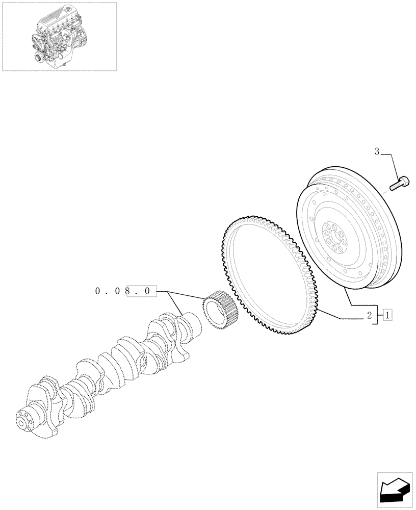 Схема запчастей Case IH F2BE0684A B003 - (0.08.3[01]) - FLYWHEEL (500325935) 