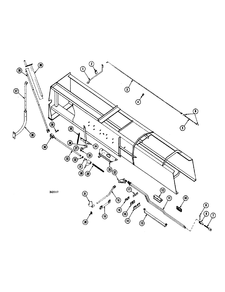 Схема запчастей Case IH 200 - (48) - BALE LAUNCHER ATTACHMENT, THROW CONTROL, DRIVE AND TRIP ROD (CONTD) 