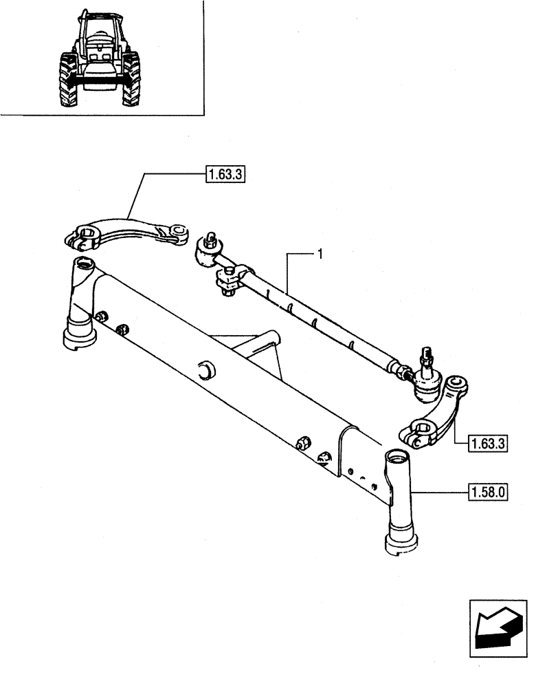 Схема запчастей Case IH JX80 - (1.63.4) - STEERING TIE-ROD - TIE-ROD (04) - FRONT AXLE & STEERING