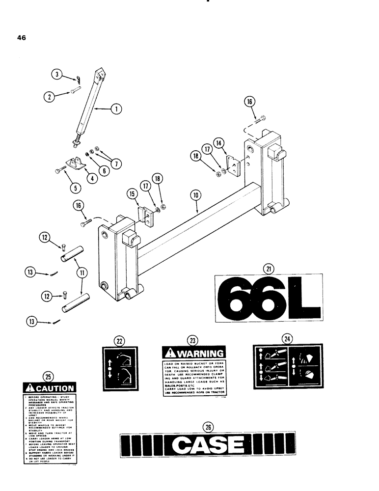 Схема запчастей Case IH 66L - (46) - PARKING STAND (82) - FRONT LOADER & BUCKET