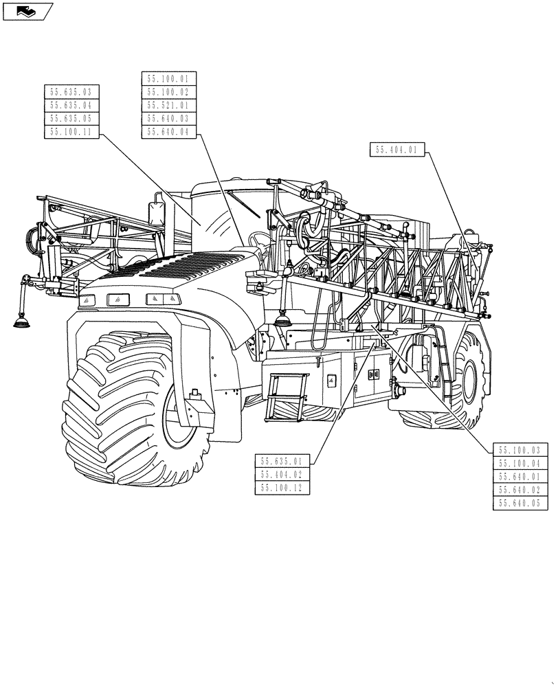 Схема запчастей Case IH 610 - (00.000.55) - PICTORIAL INDEX - ELECTRICAL SYSTEMS (00) - GENERAL & PICTORIAL INDEX