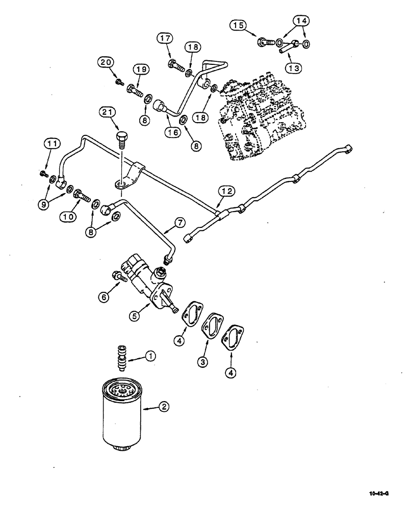 Схема запчастей Case IH 8870 - (10-42) - FUEL FILTER AND TRANSFER PUMP (10) - ENGINE