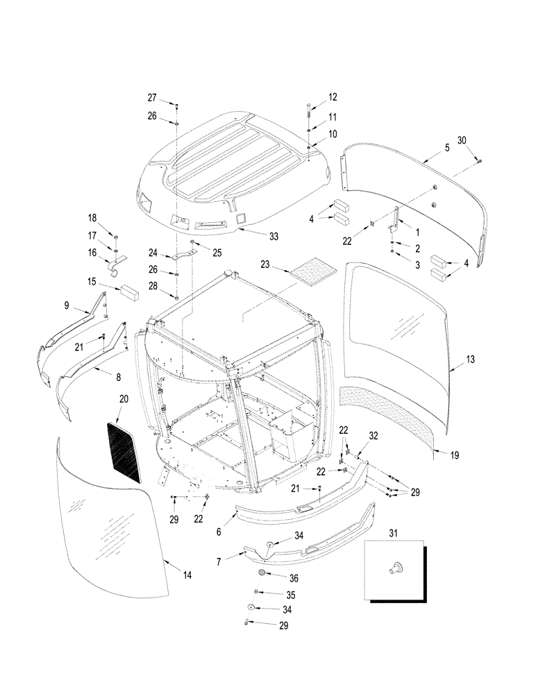 Схема запчастей Case IH STEIGER 330 - (09-15) - CAB - SKIRTS AND GLASS (09) - CHASSIS