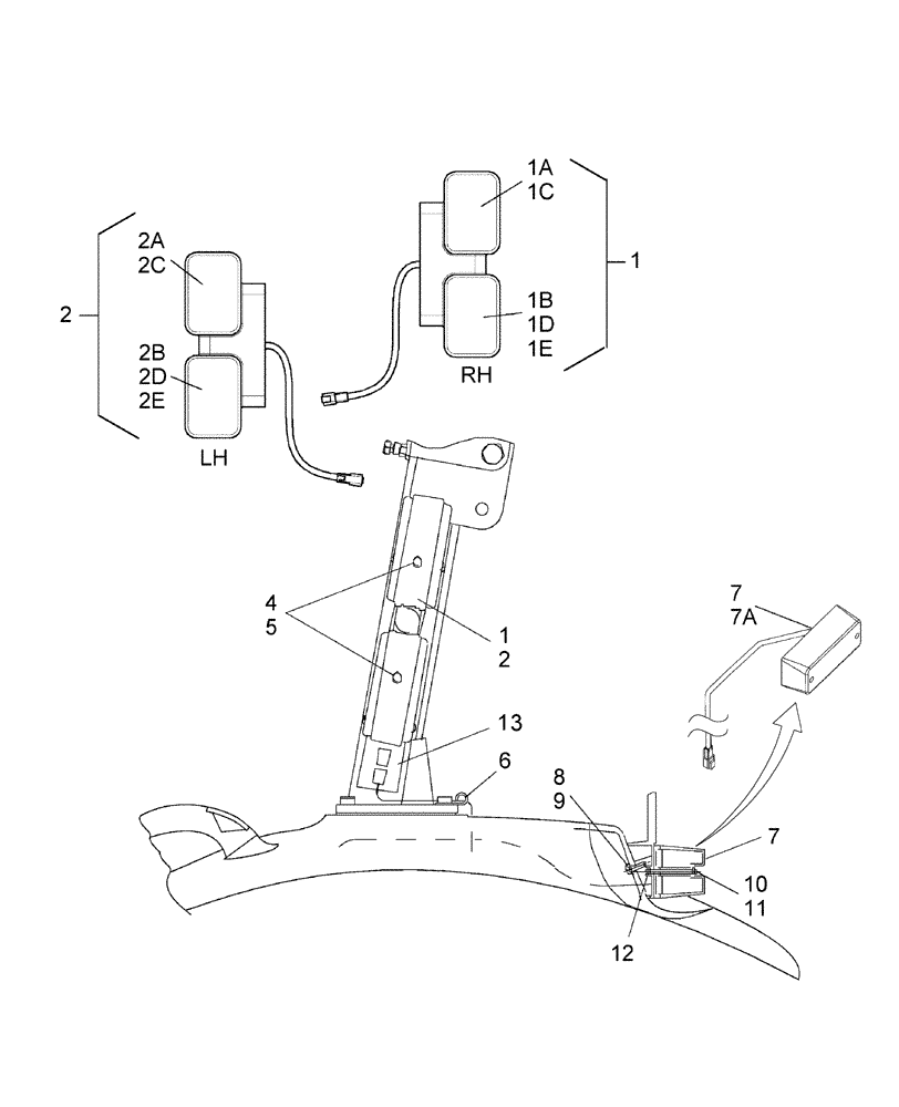 Схема запчастей Case IH DX60 - (06.01.01) - LIGHTS, REAR LH & RH HAZ/TURN/TAIL & BRAKE (06) - ELECTRICAL SYSTEMS