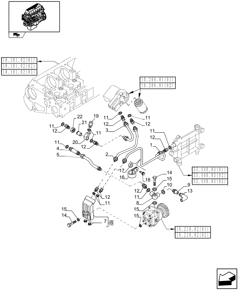 Схема запчастей Case IH 7010 - (10.214.02[02]) - FUEL LINES & RELATED PARTS - 9010 (10) - ENGINE